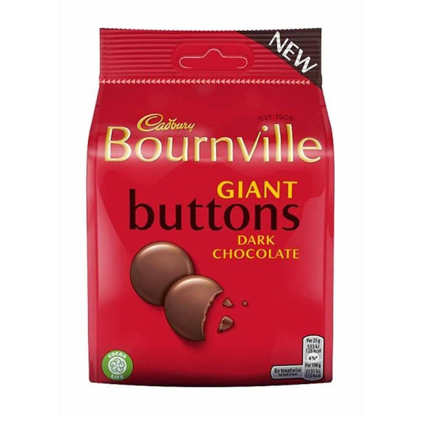 Cadbury Bournville Giant Buttons Bag (HEAT SENSITIVE ITEM - PLEASE ADD A THERMAL BOX TO YOUR ORDER TO PROTECT YOUR ITEMS 110g
