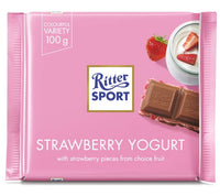 Ritter Sport Milk Chocolate with Strawberry Creme (HEAT SENSITIVE ITEM - PLEASE ADD A THERMAL BOX TO YOUR ORDER TO PROTECT YOUR ITEMS 100g