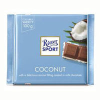 Ritter Sport Milk Chocolate with Coconut (HEAT SENSITIVE ITEM - PLEASE ADD A THERMAL BOX TO YOUR ORDER TO PROTECT YOUR ITEMS 100g