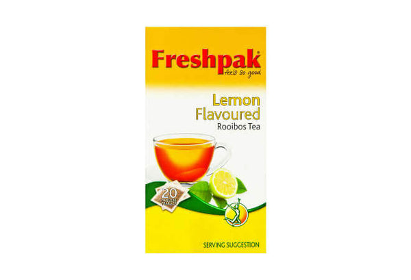 BEST BY JULY 2025: Freshpak Rooibos Tea Lemon Flavor Teabags (Pack of 20 Bags) 50g