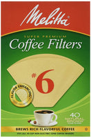Melitta Natural Brown No. 6 Coffee Filters (40 Cone Filters) 145g