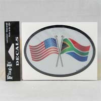 African Hut Decal USA and SA Flags Oval Shape Reflective and Waterproof 10g