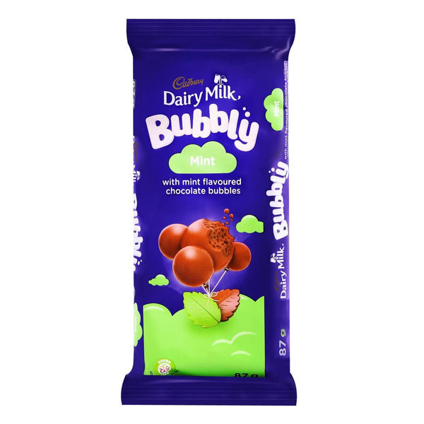 Cadbury Dairy Bubbly Mint  HEAT SENSITIVE ITEM. PLEASE ADD ITEM 122942 TO THE ORDER TO TRY TO PROTECT CHOCOLATES FROM HEAT DAMAGE. 87g