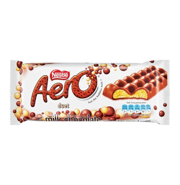 Nestle Aero Duet Large Bar (Kosher)  HEAT SENSITIVE ITEM. PLEASE ADD ITEM 122942 TO THE ORDER TO TRY TO PROTECT CHOCOLATES FROM HEAT DAMAGE. 85g