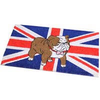 British Brands Door Mat Union Jack And British Bulldog Pvc Backed Coir Mat (27.5" X 15.5") 2.5kg