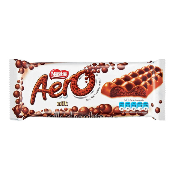 Nestle Aero Milk Chocolate Large Bar (Kosher)  HEAT SENSITIVE ITEM. PLEASE ADD ITEM 122942 TO THE ORDER TO TRY TO PROTECT CHOCOLATES FROM HEAT DAMAGE. 85g
