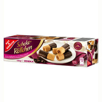 Gut and Gunstig Dark Chocolate Wafer Rolls  HEAT SENSITIVE ITEM. PLEASE ADD ITEM 122942 TO THE ORDER TO TRY TO PROTECT CHOCOLATES FROM HEAT DAMAGE. 125g