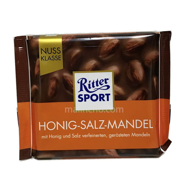 Ritter Sport Honey Salt Almonds  HEAT SENSITIVE ITEM. PLEASE ADD ITEM 122942 TO THE ORDER TO TRY TO PROTECT CHOCOLATES FROM HEAT DAMAGE. 100g