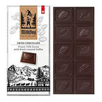 Milk Boy Swiss Chocolate, Coffee with 72% Cocoa, the Finest Milk Chocolate with Fresh Roasted Coffee 100g