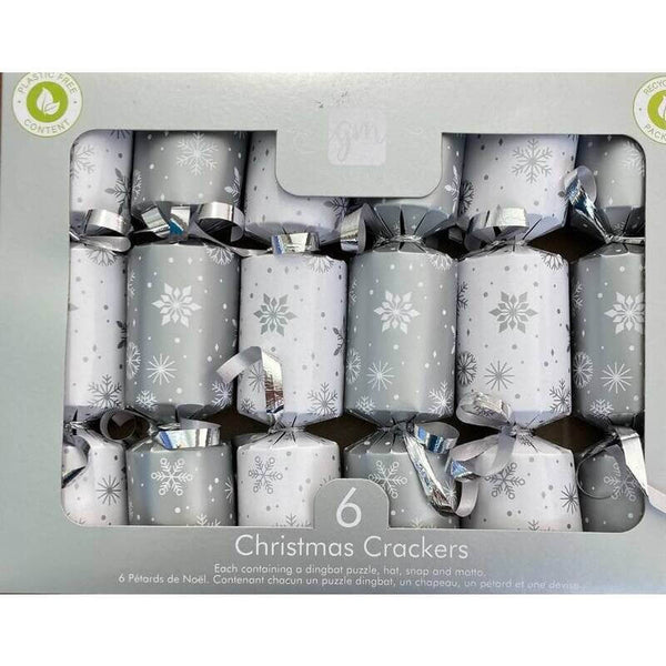 Giftmaker Christmas Crackers Mini Silver and White Crackers 6 x 5 Inch 55g