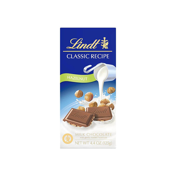 Lindt Classic Recipe - Hazelnut Milk Chocolate with Gently Roasted Hazelnuts 100g Lindt Klassisches Rezept - Haselnuss 125g