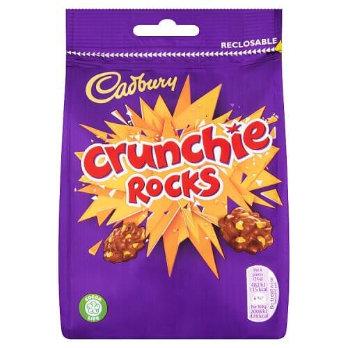 Cadbury Crunchie Rocks Bag  HEAT SENSITIVE ITEM. PLEASE ADD ITEM 122942 TO THE ORDER TO TRY TO PROTECT CHOCOLATES FROM HEAT DAMAGE. 110g