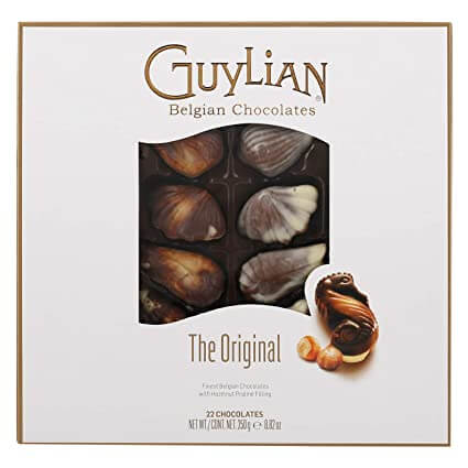 BEST BY JULY 2025: Guylian Seashells Chocolates with Hazelnut Praline Filling  HEAT SENSITIVE ITEM. PLEASE ADD ITEM 122942 TO THE ORDER TO TRY TO PROTECT CHOCOLATES FROM HEAT DAMAGE. 250g