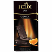 Heidi Dark Chocolate with Orange Bar  HEAT SENSITIVE ITEM. PLEASE ADD ITEM 122942 TO THE ORDER TO TRY TO PROTECT CHOCOLATES FROM HEAT DAMAGE. 80g