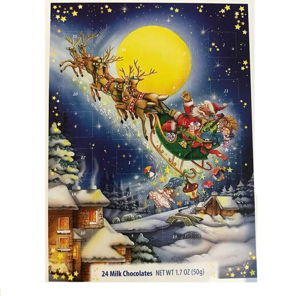 Advent Calendar Erikas Traditional Advent Calendar BLUE Santa and Sleigh 50g