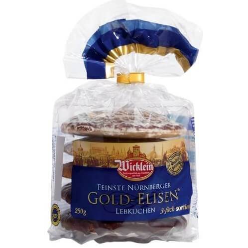 BEST BY MARCH 2025: Wicklein Assorted Gold Elisen Oblaten Lebkuchen Assorted With 25 percent Nuts 250g