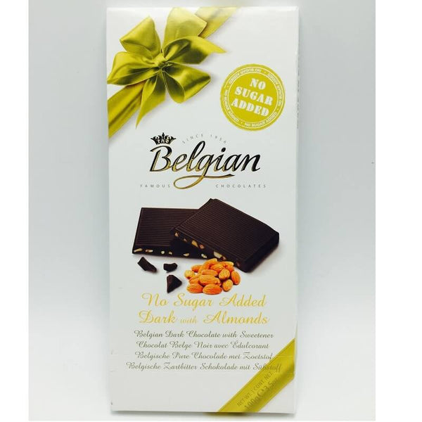The Belgian NSA Dark Chocolate Almonds  HEAT SENSITIVE ITEM. PLEASE ADD ITEM 122942 TO THE ORDER TO TRY TO PROTECT CHOCOLATES FROM HEAT DAMAGE. 100g