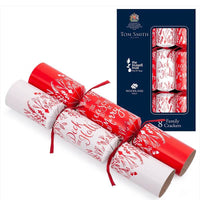 Tom Smith Christmas Crackers Contemporary Family Red and White Deck The Halls and Merry and Bright Crackers 8 x 12.5 Inch 230g