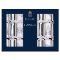 Tom Smith Christmas Crackers White with Silver Snowflake Deluxe All is Bright Crackers 8 x 14 Ich 500g