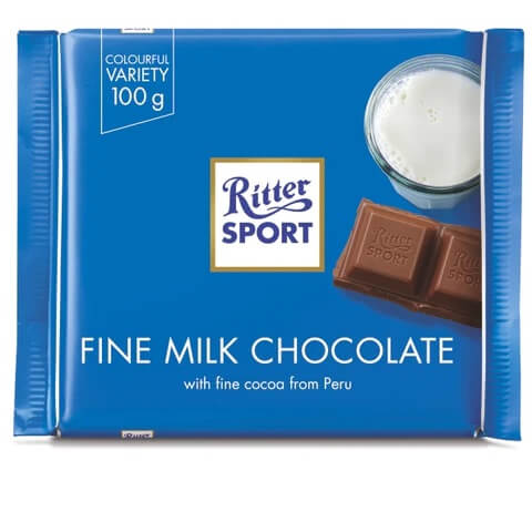 Ritter Sport Fine Milk Chocolate (HEAT SENSITIVE ITEM - PLEASE ADD A THERMAL BOX TO YOUR ORDER TO PROTECT YOUR ITEMS 100g
