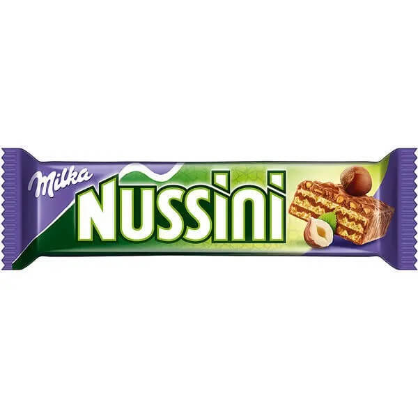 Milka Nussini Hazelnut Chocolate Bar HEAT SENSITIVE ITEM. PLEASE ADD ITEM 122942 TO THE ORDER TO TRY TO PROTECT CHOCOLATES FROM HEAT DAMAGE 31.5g