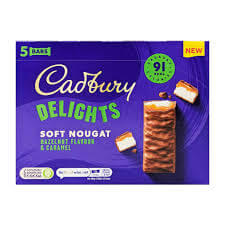 Cadbury Delight Hazelnut and Caramel 5pack  HEAT SENSITIVE ITEM. PLEASE ADD ITEM 122942 TO THE ORDER TO TRY TO PROTECT CHOCOLATES FROM HEAT DAMAGE. 110g
