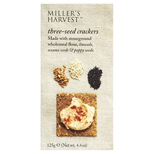 BEST BY FEBRUARY 2025: Millers Harvest Three Seed Crackers Linseed Sesame Seed and Poppy Seed 125g