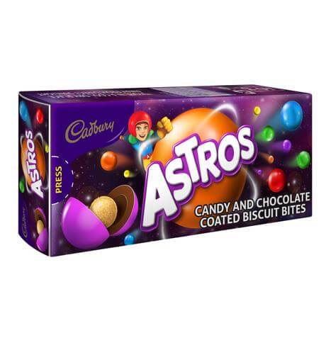 Cadbury Astros Candy and Chocolate Coated Biscuit Bites HEAT SENSITIVE ITEM. PLEASE ADD ITEM 122942 TO THE ORDER TO TRY TO PROTECT CHOCOLATES FROM HEAT DAMAGE 40g