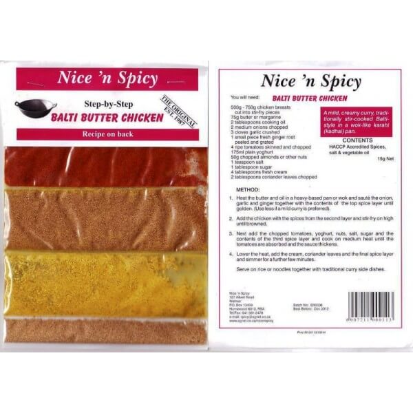 Nice n Spicy Balti Butter Chicken Curry Spice Mix 15g