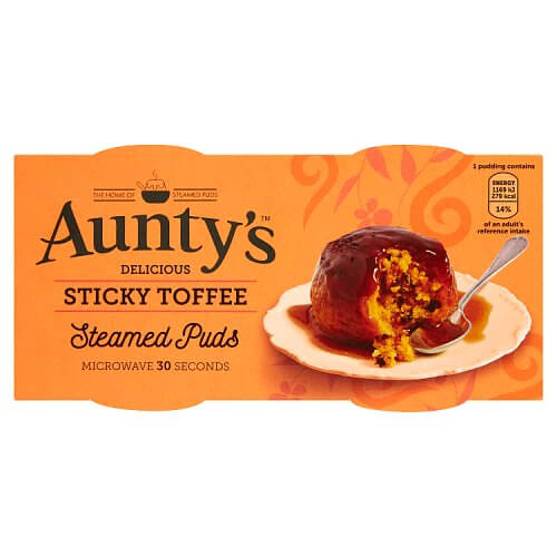 Auntys Steamed Sticky Toffee Puddings (Pack of Two) 190g