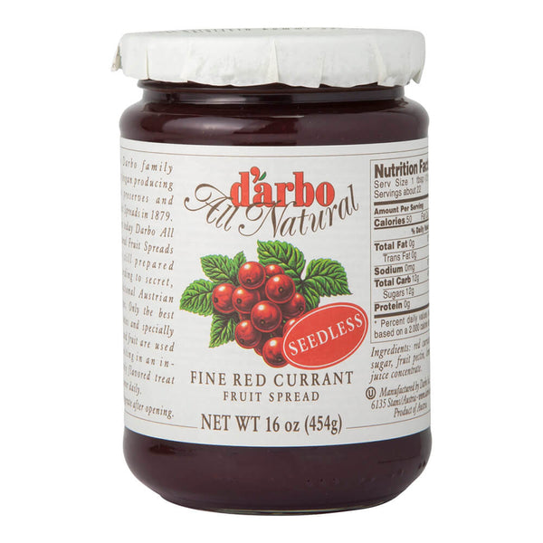 D Arbo Fine Seedless Red Currant Fruit Spread Prepared According to Secret Traditional Austrian Recipes 454g