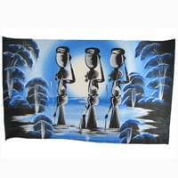African Hut African Art Water Carriers in Blue (30" X 18") 50g