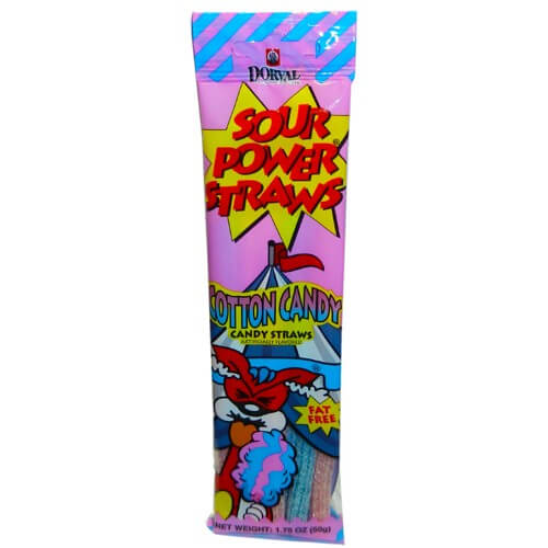 Dorval Cotton Candy Flavor Sour Power Straws, Cotton Candy Straws 50g