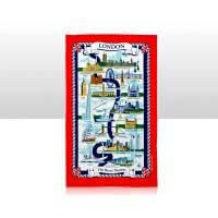 British Brands Tea Towel Red with River Th