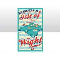 British Brands Tea Towel Turquoise with Isle of Wight Map 100% Cotton 70g