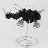 African Hut Beaded Place Card Holder Rhino Black Colour 26g