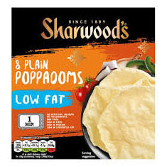Sharwoods Poppadoms - Low Fat Plain (Pack of 8 Poppadoms) 94g