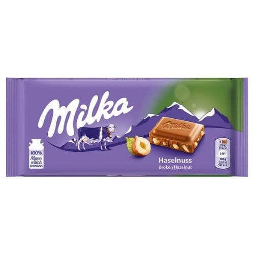Milka Hazelnut (Broken) Milk Chocolate Bar (HEAT SENSITIVE ITEM - PLEASE ADD A THERMAL BOX TO YOUR ORDER TO PROTECT YOUR ITEMS 100g