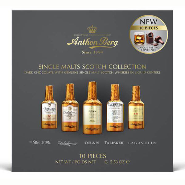 Anthon Berg Single Malt Scotch Liquor Chocolates (Item Contains 10 Bottles) (HEAT SENSITIVE ITEM - PLEASE ADD A THERMAL BOX TO YOUR ORDER TO PROTECT YOUR ITEMS 157g