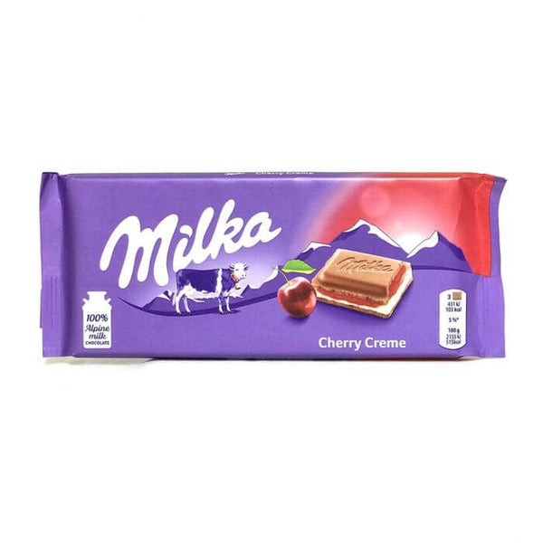 Milka Cherry Cream Milk Chocolate Bar (HEAT SENSITIVE ITEM - PLEASE ADD A THERMAL BOX TO YOUR ORDER TO PROTECT YOUR ITEMS 100g